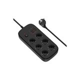 Mobilzone Akım Korumalı Grup Priz Duvar Tipi 6x Priz, 2x Type-C, 4x USB Port Çıkışlı Çoklu Priz