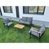 Mobimix Zen 2 1 1 Sehpa Hediyeli Balkon Takımı, Bahçe Mobilyası, Çay Seti, Kafe Oturm.a Grubu, Gri Renk - Açık Gri