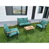Mobimix Zen 2 1 1 Sehpa Hediyeli Balkon Takımı, Bahçe Mobilyası, Çay Seti, Kafe Oturm.a Grubu, Gri Renk - Açık Yeşil