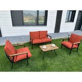 Mobimix Zen 2 1 1 Sehpa Hediyeli Balkon Takımı, Bahçe Mobilyası, Çay Seti, Kafe Oturm.a Grubu, Gri Renk - Alev Turuncu