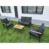Mobimix Zen 2 1 1 Sehpa Hediyeli Balkon Takımı, Bahçe Mobilyası, Çay Seti, Kafe Oturm.a Grubu, Gri Renk - Antrasit