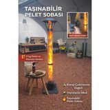 Mobimod House Füze Pelet Soba Yakıt ve Zaman Ayarlı Tekerli Uzun Camlı