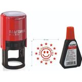 Mobistamps Öğretmen Kaşesi Yuvarlak Aferin Kaşesi + Trodat 7011 Mürekkep