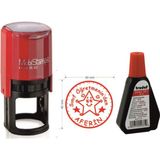 Mobistamps Yuvarlak Aferin Kaşesi + Trodat 7011 Mürekkep 40 mm Kırmızı Renkli Öğretmen Kaşesi