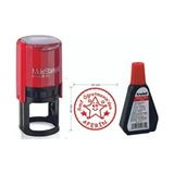 MobiStamps Yuvarlak Öğretmen Kaşesi Aferin 40x40 mm + Trodat 7011 Mürekkep 1 Adet Kırmızı