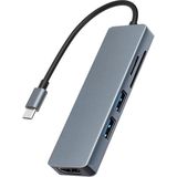 Mobitell Type-C To 4K HDMI 2*usb 3.0 Sd Tf Kart Okuyucu 5ın1 Çevirici Adaptör - Gri
