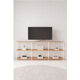 Mobitopya Çevir Kur 200 Cm Atlantik Çam B.d Raflı Tv Sehpası, Tv Ünitesi 200*71*29 Cm