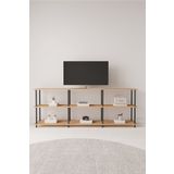 Mobitopya Çevir Kur 200 Cm Atlantik Çam Raflı Tv Sehpası, Tv Ünitesi 200*71*29 Cm