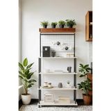 Mobitopya Çevir Kur Beyaz 4 Raflı Kahve Köşesi Dolabı, Mutfak Standı, Mutfak Düzenleyici 71*170*35