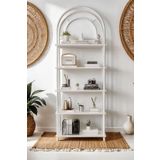 Mobitopya Çevir Kur Beyaz Bohem Kitaplık | Çok Amaçlı, 5 Raflı, Dekoratif Dolap 199x71x29 Cm