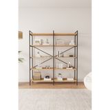 Mobitopya Nilamu 150 cm Kitaplık / Metal Aksamlı / Açık Raf / Organizer / Ofis / Ev / 5 Raflı Kitaplık - Çam