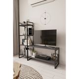 Mobitopya Nilamu 150 cm Tv Ünitesi / Metal Aksamlı / Açık Raf / Kitaplık / Organizer / Ofis / Ev / Salon / Tv Sehpası / Dekoratif - Antrasit