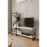 Mobitopya Nilamu 150 cm Tv Ünitesi / Metal Aksamlı / Açık Raf / Kitaplık / Organizer / Ofis / Ev / Salon / Tv Sehpası / Dekoratif - Beyaz