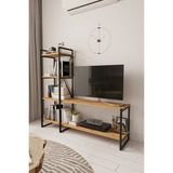 Mobitopya Nilamu 150 cm Tv Ünitesi / Metal Aksamlı / Açık Raf / Kitaplık / Organizer / Ofis / Ev / Salon / Tv Sehpası / Dekoratif - Çam