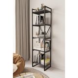 Mobitopya Nilamu 45 cm Kitaplık / Metal Aksamlı / Açık Raf / Organizer / Ofis / Ev / 5 Raflı Kitaplık - Antrasit