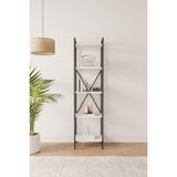 Mobitopya Nilamu 45 cm Kitaplık / Metal Aksamlı / Açık Raf / Organizer / Ofis / Ev / 5 Raflı Kitaplık - Beyaz