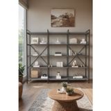 Mobitopya Nilamu Antrasit 200 Cm Kitaplık, Organizer, Ofis, Ev, 5 Raflı Kitaplık 200*170*34 Cm