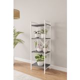 Mobitopya Nilamu Antrasit B.d, 4 Raflı, Metal Aksamlı, Kitaplık, Organizer, Ofis, Ev, Dekoratif 45*135*30 Cm
