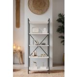 Mobitopya Nilamu Beyaz 65 Cm Kitaplık , Metal Aksamlı, Organizer, Ofis, Ev , 65*170*34 Cm