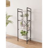 Mobitopya Nilamu Beyaz Saksılık, 4 Raflı, Metal Aksamlı, Kitaplık, Organizer, Ofis, Ev, Dekoratif 45*135*30 Cm