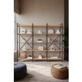Mobitopya Nilamu Çam 200 Cm Kitaplık, Açık Raf, Organizer, Ofis, Ev, 5 Raflı Kitaplık 200*170*34 Cm
