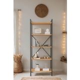 Mobitopya Nilamu Çam 65 Cm Kitaplık , Metal Aksamlı, Organizer, Ofis, Ev, 65*170*34 Cm