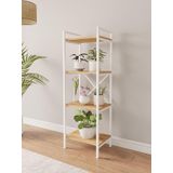 Mobitopya Nilamu Çam B.D Saksılık , 4 Raflı, Metal Aksamlı, Organizer, Ofis, Ev, Dekoratif 45*135*30 Cm