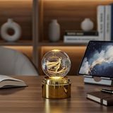 Mobius Dönen Cam Küre Rüyada Dans Eden Peri LED Gece Lambası, Işıklı Dekoratif Masaüstü Küre 12 cm
