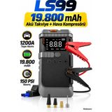 Mobixom CS69 Plus Max 18000 Mah 10’u 1 Arada Akü Takviye Cihazı, 150 Psı Lastik Şişirme Kompresörü, Araç Süpürgesi ve Powerbank - siyah