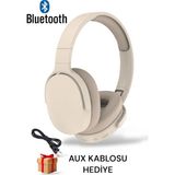 Mobixom Yeni Nesil Şık Ergonomik Tasarım Extra Bass Kablosuz Bluetooth Mikrofonlu Spor Kulaklık - Krem