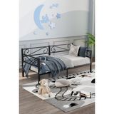 Mobpazar Luna Daybed Metal Karyola – Siyah Ölçü Seçenekli | Yan & Arka Ferforce Destekli 90X200 cm Siyah Renk - 90 x 200 cm