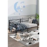 Mobpazar Luna Daybed Metal Karyola – Siyah Ölçü Seçenekli | Yan & Arka Ferforce Destekli
