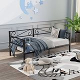 Mobpazar Luna Daybed Metal Karyola – Siyah Ölçü Seçenekli | Yan ve Arka Ferforce Destekli