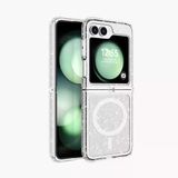Moby Shop Samsung Galaxy Z Flip 6 Kılıf Şeffaf Simli Ve Magsafe Özellikli Şık Dazzle Premium Sert Silikon Kapak