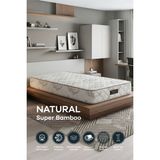 Mobyat Full Ortopedik Natural Süper Bambu Yaylı Yatak (90x190) - Beyaz - Kahve - 90 x 190 cm
