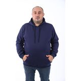 Moc Grande 11700 Lacivert Büyük Beden Basic Kapüşonlu Erkek Sweatshirt