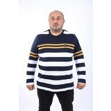 Moc Grande 22145 Bej Uzun Kollu Çizgili Büyük Beden Erkek T-Shirt