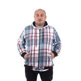 Moc Grande 22201 Mavi Büyük Beden Fermuarlı Cep Oduncu Erkek Sweatshirt