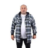 Moc Grande 22203 Mavi Büyük Beden Kapüşonlu Çift Cep Oduncu Erkek Sweatshirt