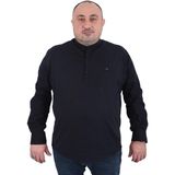 Moc Grande 22313 Siyah Büyük Beden Hakim Yaka Uzun Kol Erkek Gömlek