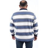 Moc Grande 22405 Indigo Büyük Beden Polo Yaka Erkek Sweatshirt