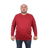 Moc Grande 22703 Bordo Büyük Beden Bisiklet Yaka Deri Arma Erkek Sweatshirt