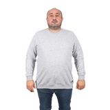 Moc Grande 22703 Gri Büyük Beden Bisiklet Yaka Deri Arma Erkek Sweatshirt