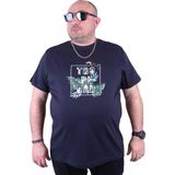 Moc Grande 23114 Tropical Büyük Beden Lacivert Erkek T-shirt