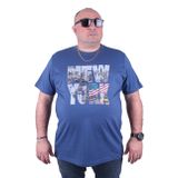 Moc Grande 23129 New York Büyük Beden İndigo Erkek T-shirt