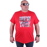 Moc Grande 23129 New York Büyük Beden Kırmızı Erkek T-shirt