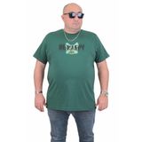 Moc Grande 24131 Be Happy Büyük Beden Sıfır Yaka Haki Erkek T-shirt