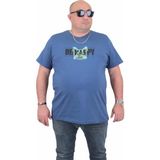 Moc Grande 24131 Be Happy Büyük Beden Sıfır Yaka İndigo Erkek T-shirt