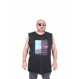 Moc Grande 25151 Beach Paradise Siyah Baskılı Kolsuz Erkek T-shirt