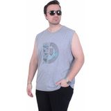 Moc Grande 26122 Moving Gri Melanj Baskılı Kolsuz Erkek T-shirt